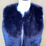 A New Day women S open front sleeveless faux fur vest navy blue Photo 1