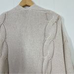 VICI  Cream Oversized Heavyweight Chunky Cable Knit Belted Cardigan Photo 13