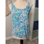 Lilly Pulitzer Blue Melon Fig Monkey Sea Print Ruffle PJs Tank Top Shirt Small Photo 1