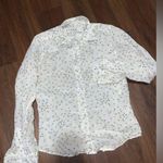 Frank & Eileen Barry button up cotton navy yellow butterfly print casual fall S White Photo 4