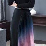 Dalia Collection Dalia MacPhee Black Pullover Midi Ribbed Sweater Dress Pleated Ombre Size 2X Photo 0