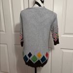 Ingrid Hass Multicolor Diamond Pattern Cardigan Gray Size M Photo 2