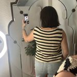 Isalis Crochet Knit Vest Top Cream Black Stripe Size Large Photo 5