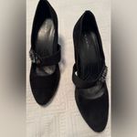 Tahari  Size 8.5 Eva heels with beaded embellishments on strap. Shoes. Pumps. Black suede. Photo 2