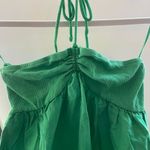 ZARA Green Halter Smocked Poplin Midi Vacation Dress size Small Photo 11
