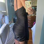 Kendall + Kylie Black Silk Ruched Dress Photo 2