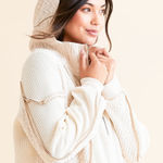 BKE  women's waffle knit quarter zip hoodie in cream  Small Photo 0