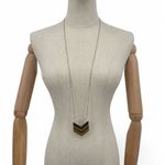 Madewell  Chevron Necklace Gold Tone and Black Adjustable Slider 36 Inch Photo 2