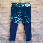 Fabletics Gisela Capri blue aqua mesh back wide waistband pocket gym workout S Photo 5