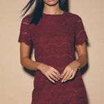 Lulus Lulu’s Take Me To Brunch Lace Shift Dress Burgundy Photo 1