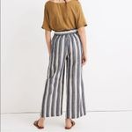 Madewell Linen Blend Side-Button Huston Pull-On Crop Pants in Indigo Stripe XS Photo 2