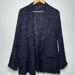 ZARA  Navy Floral Jacquard Soft Blazer Size Medium Photo 2