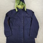 Mackintosh New England Rain Coat Womens M Navy Green Hooded Waterproof Jacket Blue Size M Photo 0