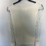 Anthropologie Lace Balloon Sleeve Ribbed Sweater Ivory Cream White XS Photo 7