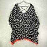 No Boundaries CoverUp Womens L Black & White Pineapple Sheer top Swim Coverup‎ no tag PTP 24" Photo 3
