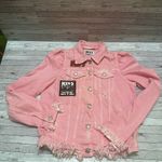 ZARA Pink KISS Graphic Jean Jacket XS Photo 4