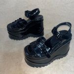 Demonia Wave 13 Goth Bat Buckle Sandals Shoes shiny Black 6" Platform W8 Size 8 Photo 0