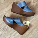 Spring Step NWT  Blue Leather Sunburst Wedge Bohemian Sandal Size 38/Women’s 7.5 Photo 6