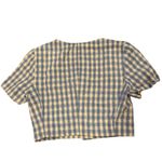 ZARA Women's XS Blue Gingham Check Cropped Blouse Short Sleeve Photo 5