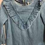 ZARA  Trafaluc Chambray Blue Denim Ruffle Mini Dress Photo 4