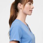 FIGS Women's Catarina One Pocket Scrub Top in Ceil Blue, Size X-Large Photo 3