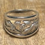 Sterling Silver Floral CZ Band 925  Ring Photo 4