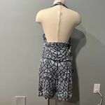 Tart  Blue Geometric Sleeveless Halter V-Neck Romper Size Large Photo 8