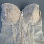 Vintage Black Fuchsia Secret Lace Floral Cream Lace Corset Bustier Lingerie Top White Size 34 D Photo 9