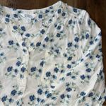 Market & Spruce  White & Blue Floral Blouse Photo 3