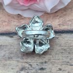 None Silver Tone & Pink Enamel Large Statement Flower Ring Size 7 Fashion Cocktail Photo 3