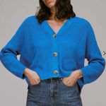 Whistles Mara Knitted Cotton Ribbed Cardigan Blue Size Large Photo 6
