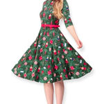 Collectif Suzanne Christmas Tree Swing Dress Size UK 18 Green Photo 0