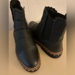 Free People women black leather canvas Chelsea Atlas boots Size 6.5 Photo 9