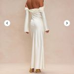 FashioNova Satin White Long Sleeve Dress Photo 3