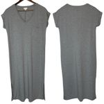 Cuyana Pima Cotton T Shirt Midi Dress Short Sleeve Side Slits Gray Photo 2