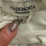 Via Signoria Cream Floral Purple Green Flowers Silk Sleeveless Halter Top size M Size M Photo 1