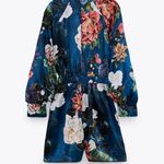ZARA NWT Satin Effect Short Jumpsuit Floral Print Photo 7