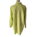Sag Harbor  Oversized Linen Button Down Shirt M Spring Green Chartreuse Photo 1