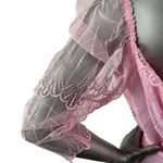 Vintage 1980s Pink Maxi Dress with Mesh and Embroidered Bodice Medium Photo 7