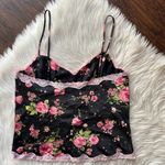 Victoria's Secret Y2K Satin Floral Lace Trim Cami Photo 3