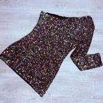 Vintage sequin one arm long sleeve midi rainbow sparkle evening dress 2xL Pink Size XXL Photo 0