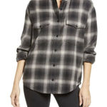 Treasure & Bond Evermore Collarless Flannel Plaid Shirt Womens XS NWT Photo 0