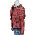 English Factory Tweed Blazer XS Boxy Boucle Faux Leather Trim Clueless $210 Photo 5