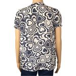 Love moschino  100% Silk dark navy and cream hearts design blouse Size 2 EUC Photo 8