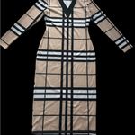 Elegant Tan and Black Checkered Dress Photo 1