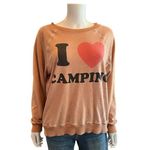 Wildfox I Love Camping Burnout Baggy Beach Jumper Orange Graphic Sweatshirt M Photo 1
