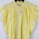 Madewell Shirred Lace Trim Top Blouse Cotton Viscose Iced Lemon Yellow Small NWT Photo 6