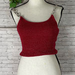 The Ragged Priest NWT Red Metallic Knit Chain Cami Tank Photo 0