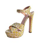 Red Valentino Yellow Daisy Print Platform Sandals Heels Size 38 US 7.5 Photo 7
