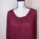 Maurice's  Maroon pleated lightweight stretchy long sleeve top Photo 1